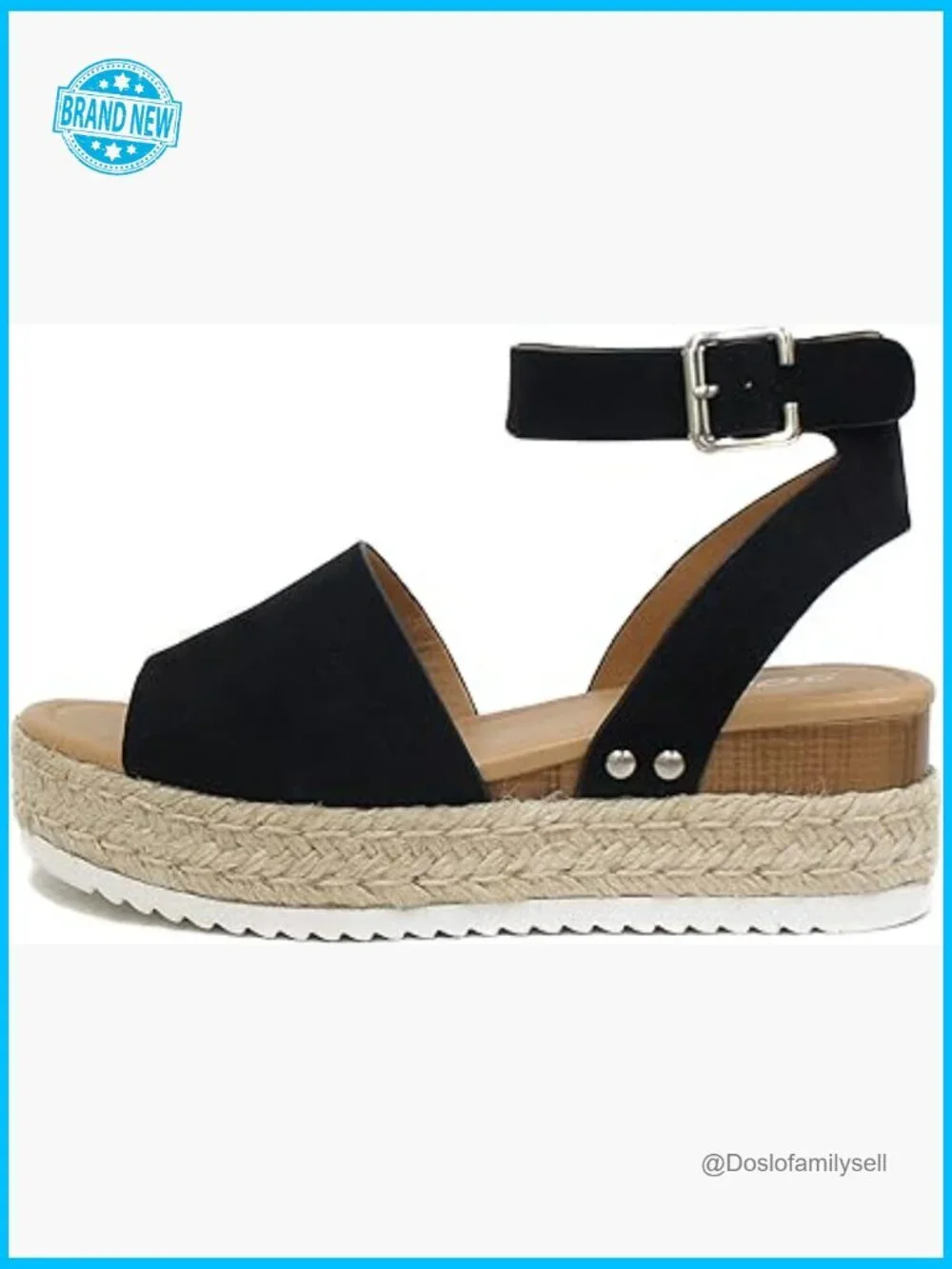 Espadrille Flatform Wedge Sandals Open Toe Ankle Strap Buckle Casual Summer